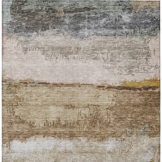 Beige Brown And Gray Abstract Washable Indoor Outdoor Area Rug Photo 6