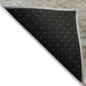 Photo of Beige Brown And Gray Abstract Washable Indoor Outdoor Area Rug