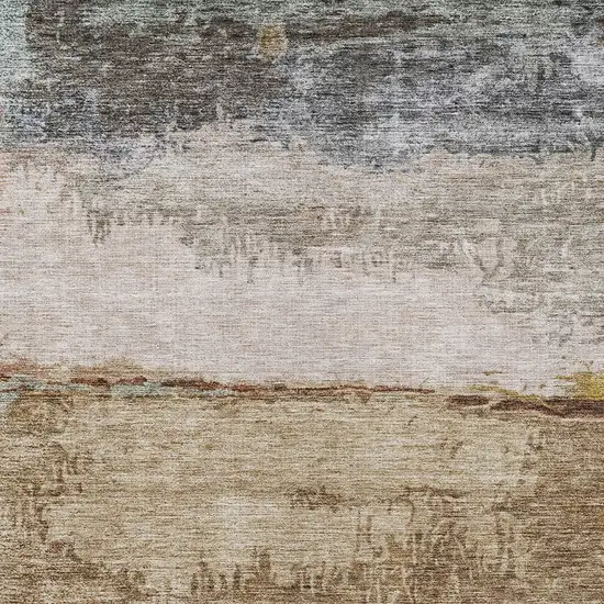 Beige Brown And Gray Abstract Washable Indoor Outdoor Area Rug Photo 6