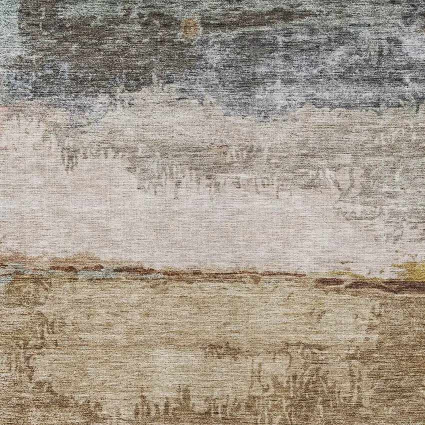 Beige Brown And Gray Abstract Washable Indoor Outdoor Area Rug Photo 6