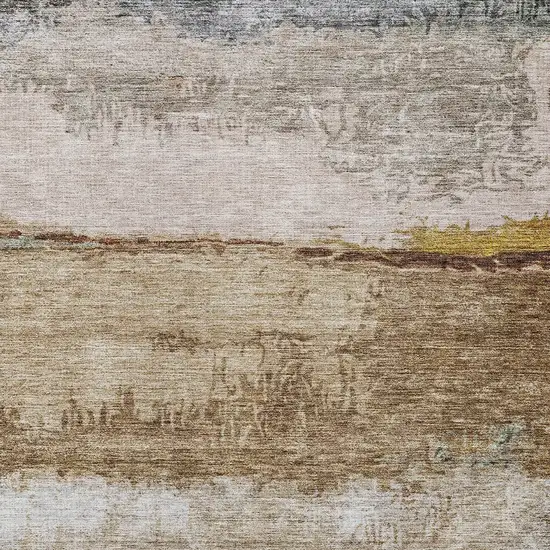 Beige Brown And Gray Abstract Washable Indoor Outdoor Area Rug Photo 6