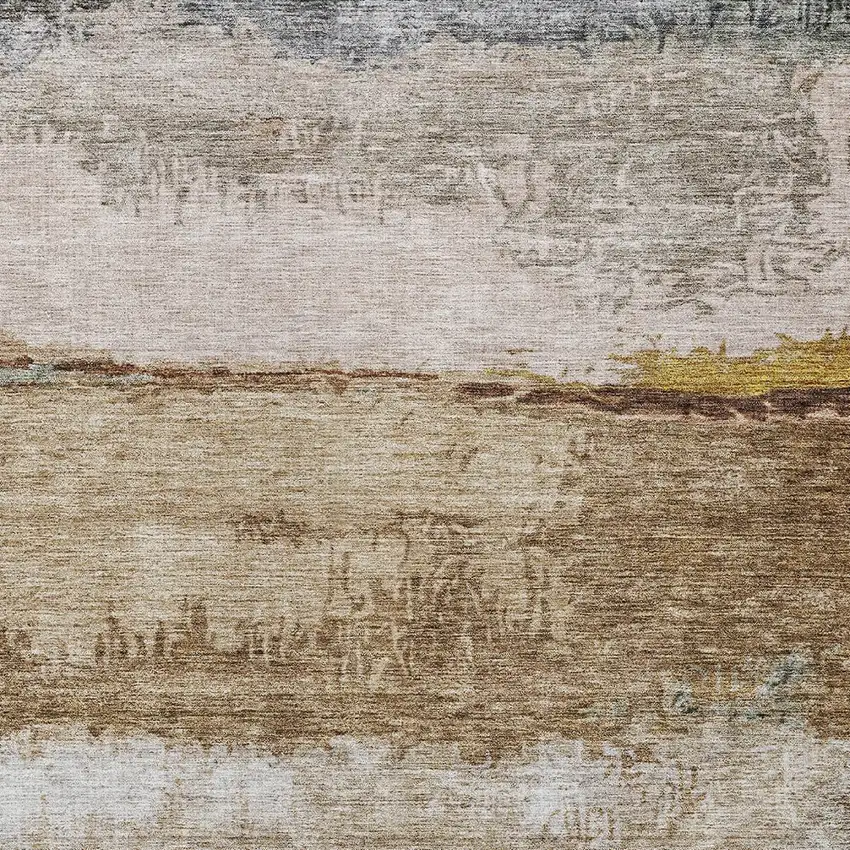 Beige Brown And Gray Abstract Washable Indoor Outdoor Area Rug Photo 6