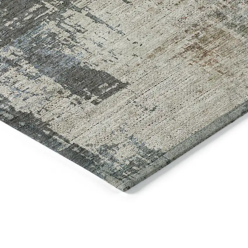 Beige Brown And Gray Abstract Washable Indoor Outdoor Area Rug Photo 5