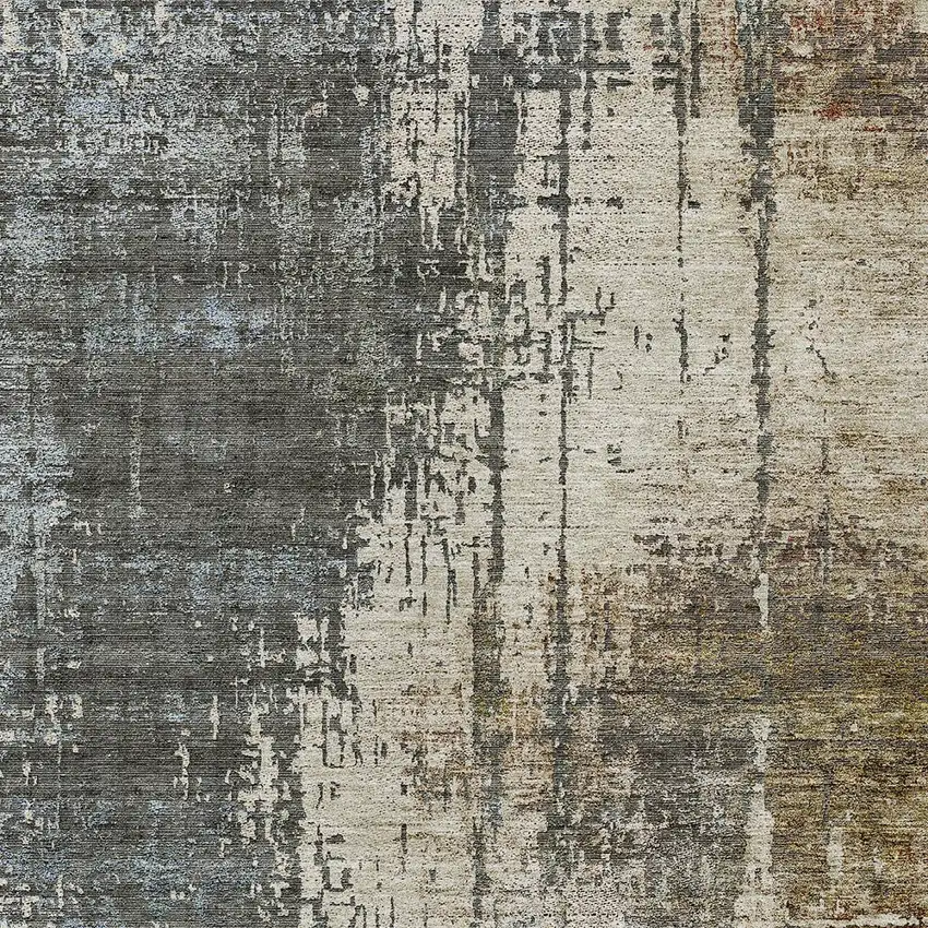 Beige Brown And Gray Abstract Washable Indoor Outdoor Area Rug Photo 6
