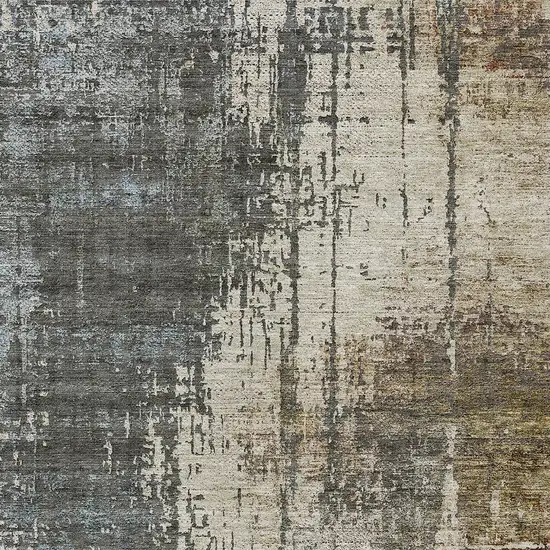 Beige Brown And Gray Abstract Washable Indoor Outdoor Area Rug Photo 6
