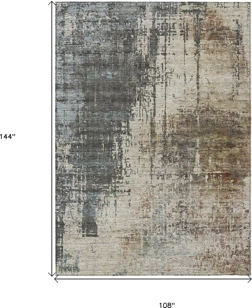 Beige Brown And Gray Abstract Washable Indoor Outdoor Area Rug Photo 3