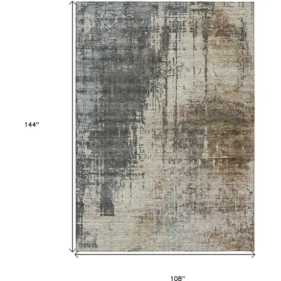 Beige Brown And Gray Abstract Washable Indoor Outdoor Area Rug Photo 3