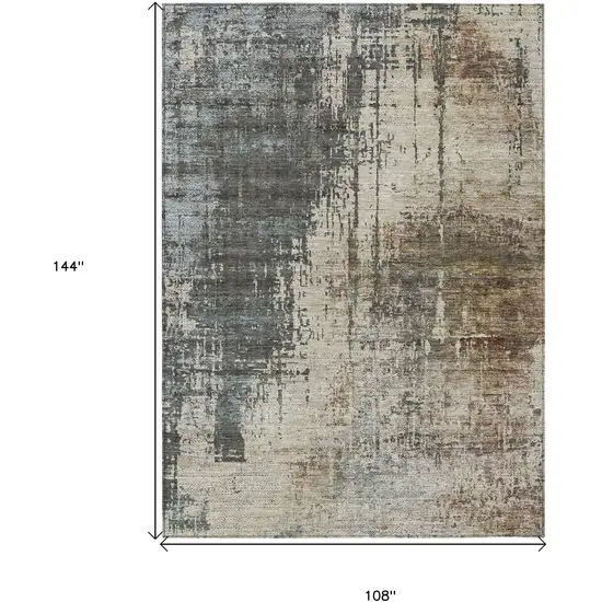 Beige Brown And Gray Abstract Washable Indoor Outdoor Area Rug Photo 3