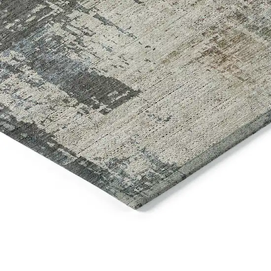Beige Brown And Gray Abstract Washable Indoor Outdoor Area Rug Photo 5