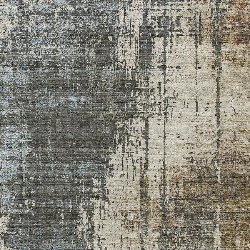 Beige Brown And Gray Abstract Washable Indoor Outdoor Area Rug Photo 6