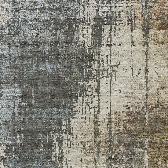 Beige Brown And Gray Abstract Washable Indoor Outdoor Area Rug Photo 6
