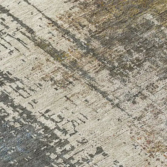 Beige Brown And Gray Abstract Washable Indoor Outdoor Area Rug Photo 8