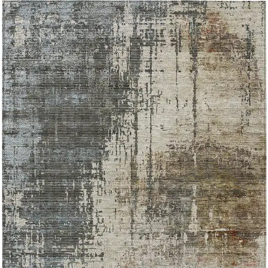 Beige Brown And Gray Abstract Washable Indoor Outdoor Area Rug Photo 7