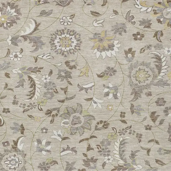 Beige Brown And Gray Floral Washable Indoor Outdoor Area Rug Photo 6