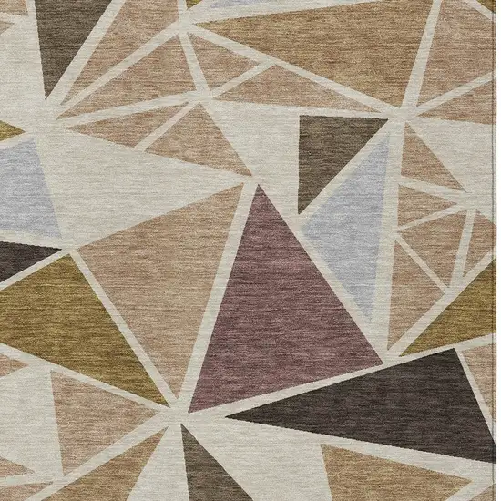 Beige Brown And Gray Geometric Washable Indoor Outdoor Area Rug Photo 6
