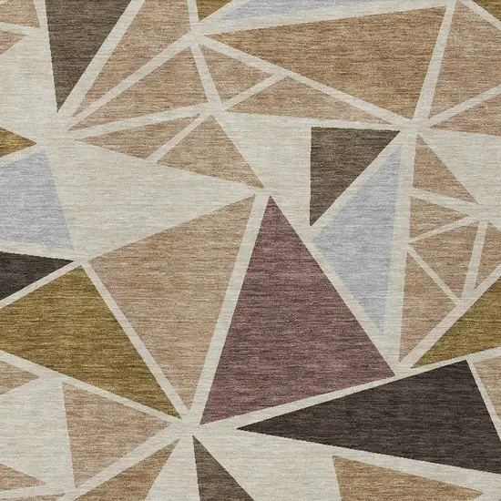 Beige Brown And Gray Geometric Washable Indoor Outdoor Area Rug Photo 6