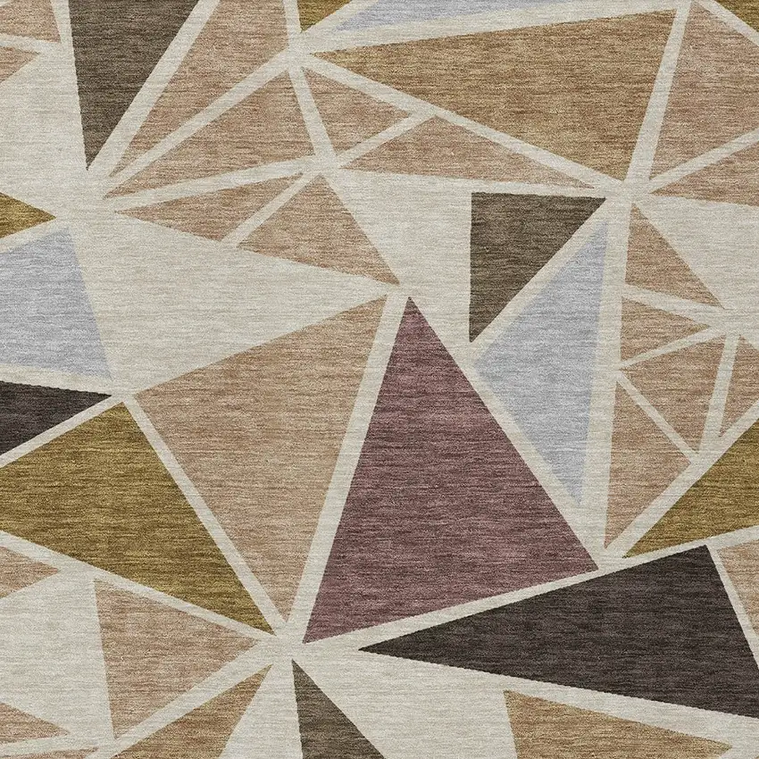 Beige Brown And Gray Geometric Washable Indoor Outdoor Area Rug Photo 6