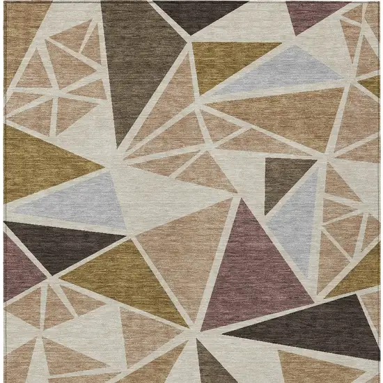 Beige Brown And Gray Geometric Washable Indoor Outdoor Area Rug Photo 7