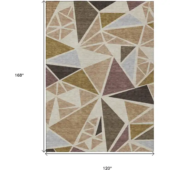 Beige Brown And Gray Geometric Washable Indoor Outdoor Area Rug Photo 3