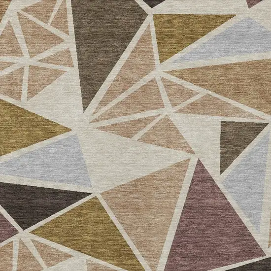 Beige Brown And Gray Geometric Washable Indoor Outdoor Area Rug Photo 6