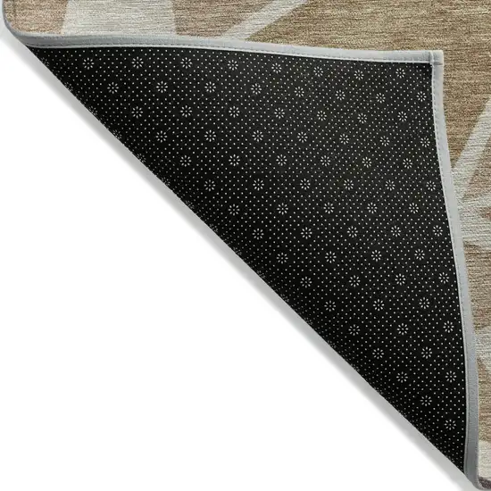 Beige Brown And Gray Geometric Washable Indoor Outdoor Area Rug Photo 4