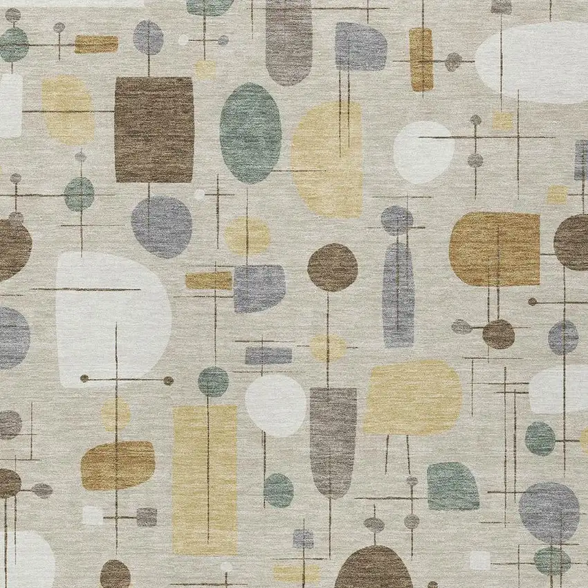 Beige Brown And Gray Geometric Washable Indoor Outdoor Area Rug Photo 2