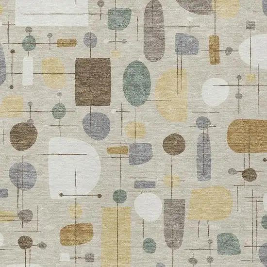 Beige Brown And Gray Geometric Washable Indoor Outdoor Area Rug Photo 2