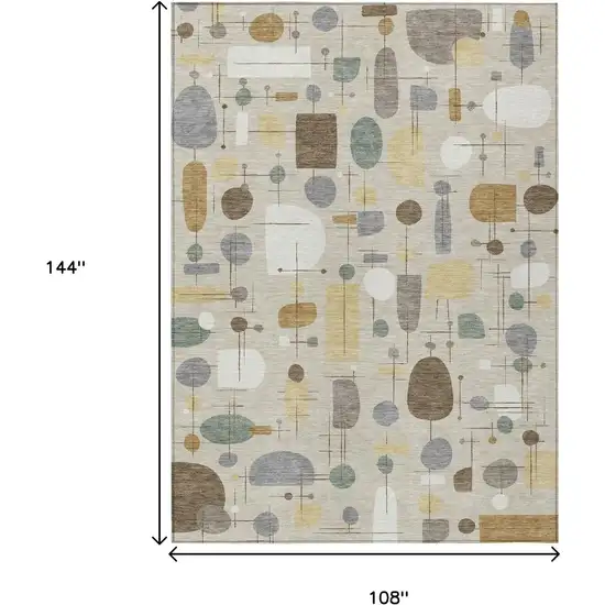 Beige Brown And Gray Geometric Washable Indoor Outdoor Area Rug Photo 7