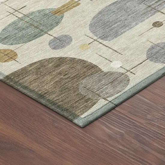 Beige Brown And Gray Geometric Washable Indoor Outdoor Area Rug Photo 5