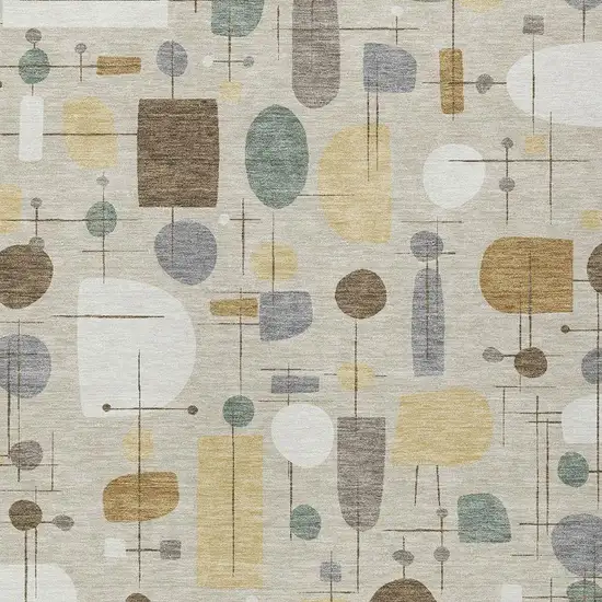 Beige Brown And Gray Geometric Washable Indoor Outdoor Area Rug Photo 2