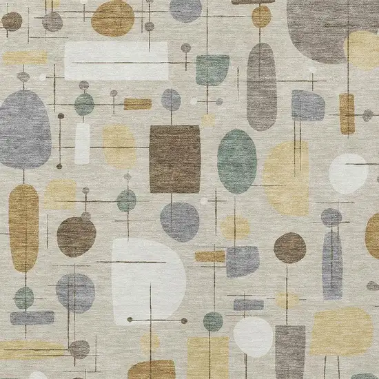 Beige Brown And Gray Geometric Washable Indoor Outdoor Area Rug Photo 2