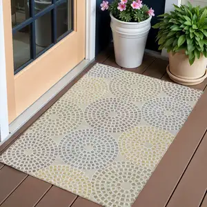 Photo of Beige Brown And Gray Geometric Washable Indoor Outdoor Area Rug