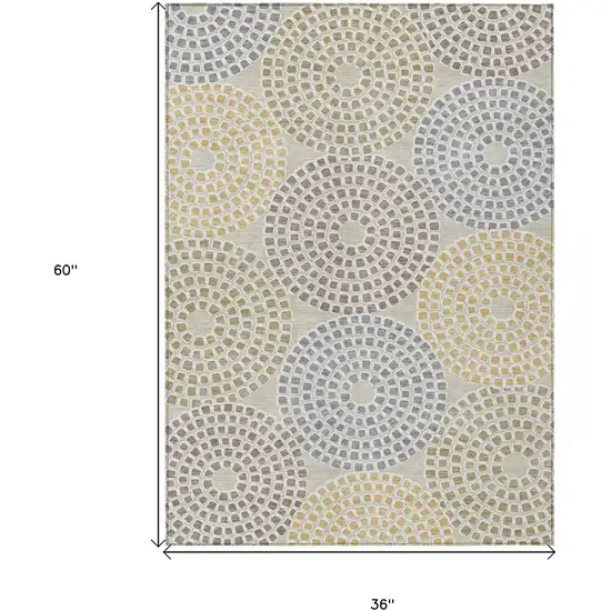 Beige Brown And Gray Geometric Washable Indoor Outdoor Area Rug Photo 3