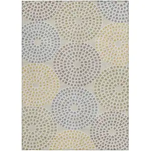 Photo of Beige Brown And Gray Geometric Washable Indoor Outdoor Area Rug