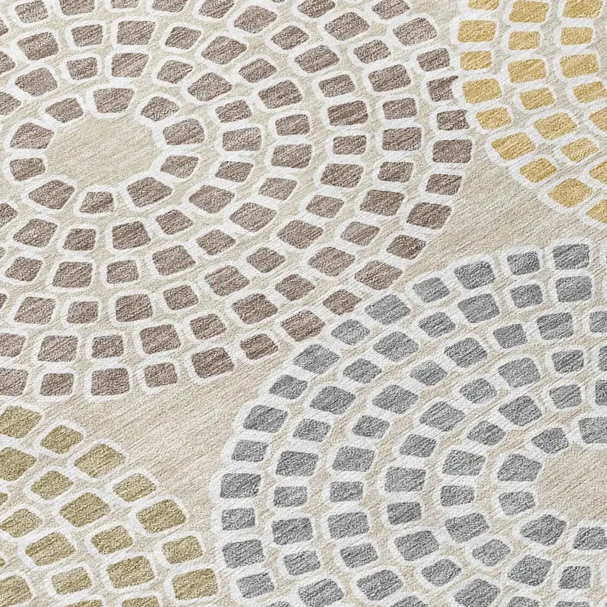 Beige Brown And Gray Geometric Washable Indoor Outdoor Area Rug Photo 6
