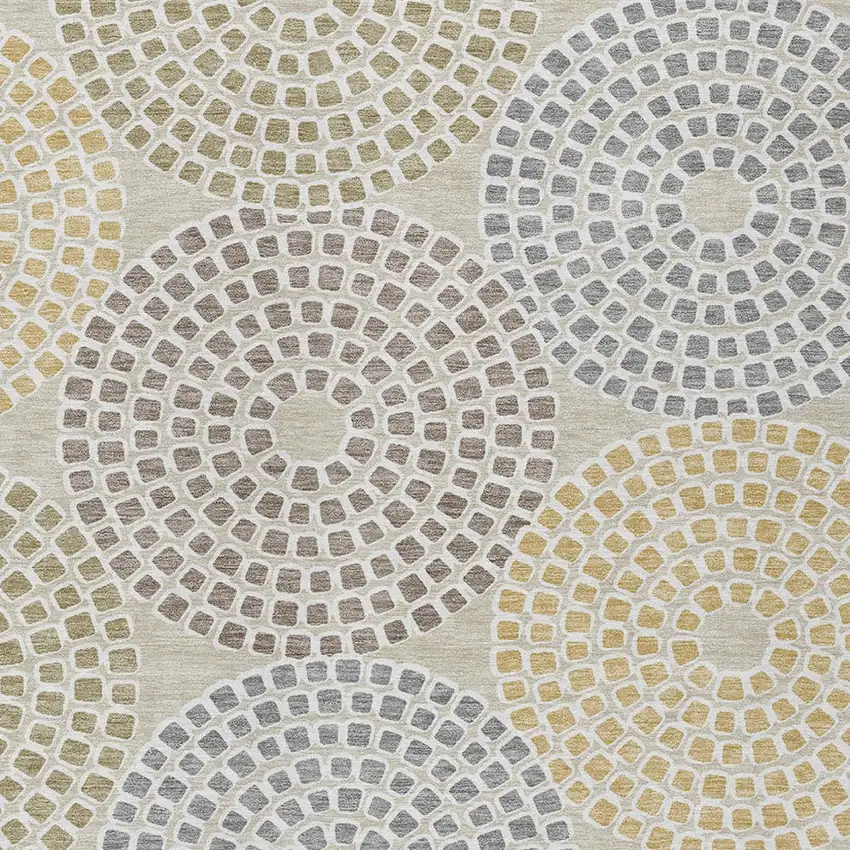 Beige Brown And Gray Geometric Washable Indoor Outdoor Area Rug Photo 6
