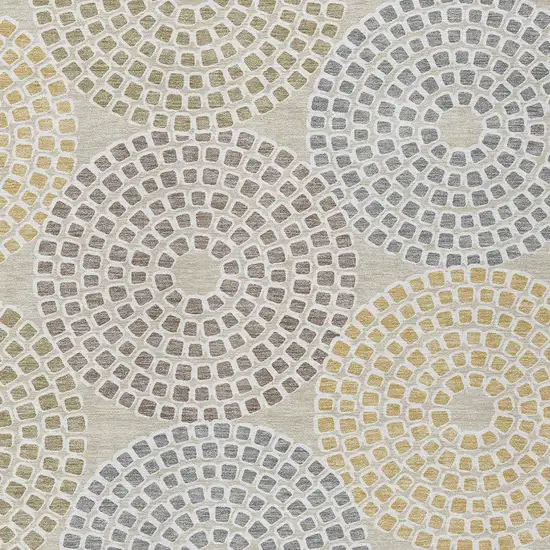 Beige Brown And Gray Geometric Washable Indoor Outdoor Area Rug Photo 6