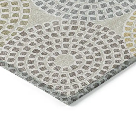 Beige Brown And Gray Geometric Washable Indoor Outdoor Area Rug Photo 5