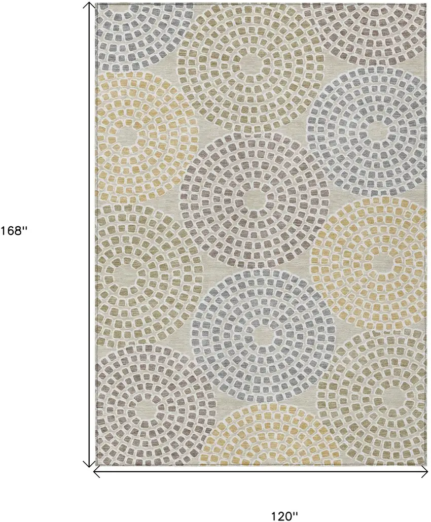 Beige Brown And Gray Geometric Washable Indoor Outdoor Area Rug Photo 3