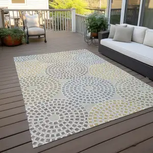 Photo of Beige Brown And Gray Geometric Washable Indoor Outdoor Area Rug