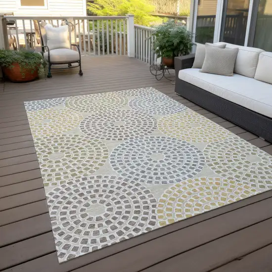 Beige Brown And Gray Geometric Washable Indoor Outdoor Area Rug Photo 9