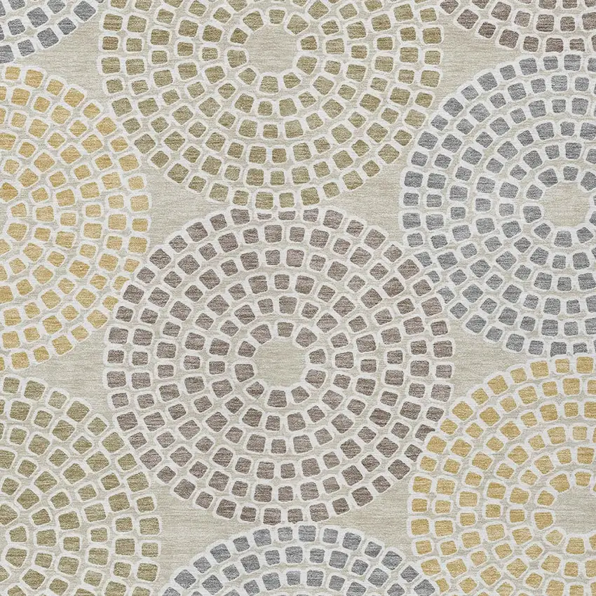 Beige Brown And Gray Geometric Washable Indoor Outdoor Area Rug Photo 6