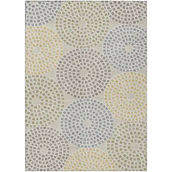 Beige Brown And Gray Geometric Washable Indoor Outdoor Area Rug Photo 2
