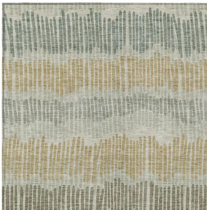 Beige Brown And Gray Striped Washable Indoor Outdoor Area Rug Photo 7
