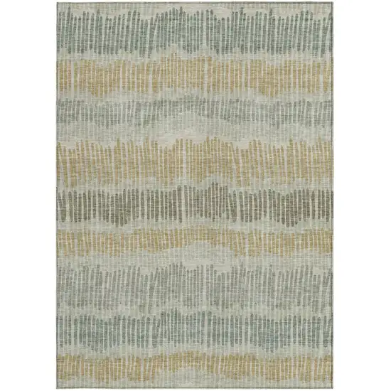Beige Brown And Gray Striped Washable Indoor Outdoor Area Rug Photo 8