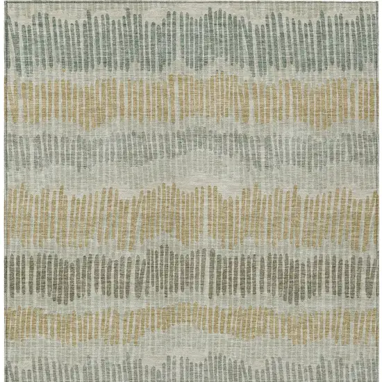 Beige Brown And Gray Striped Washable Indoor Outdoor Area Rug Photo 7