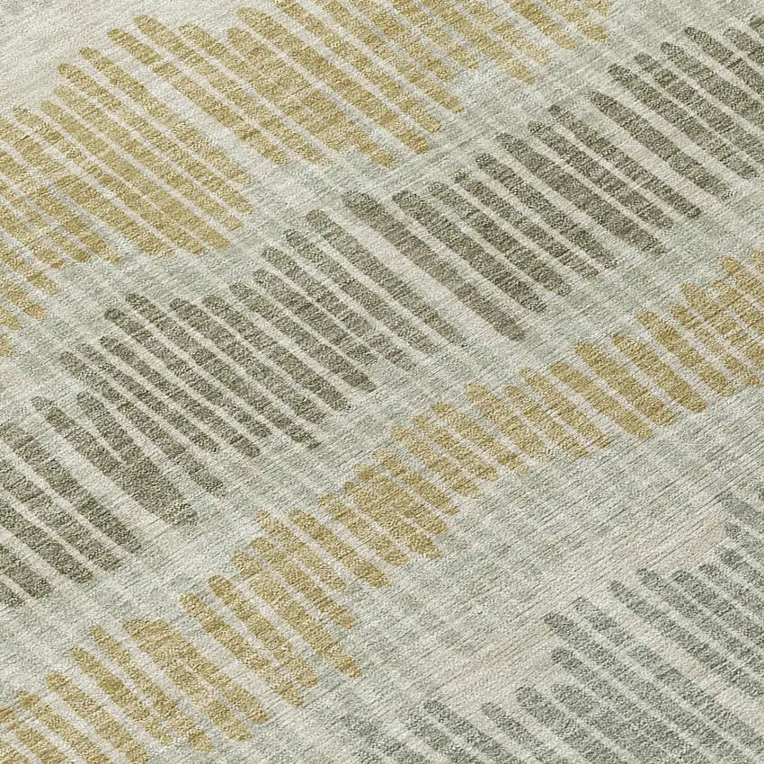 Beige Brown And Gray Striped Washable Indoor Outdoor Area Rug Photo 6
