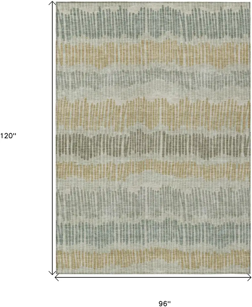 Beige Brown And Gray Striped Washable Indoor Outdoor Area Rug Photo 3