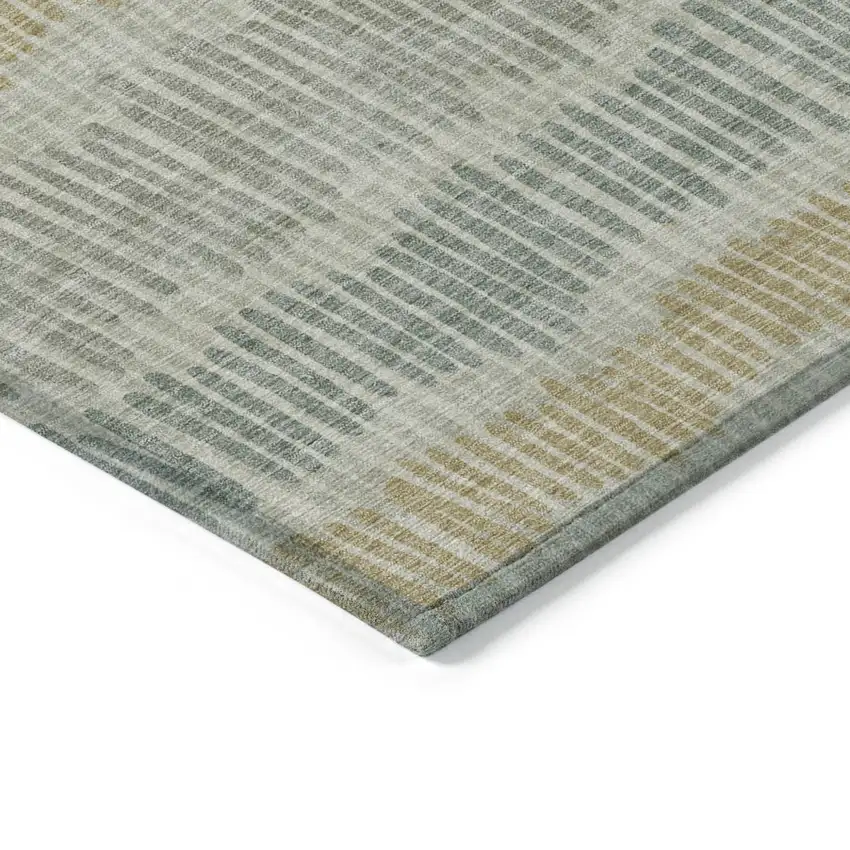 Beige Brown And Gray Striped Washable Indoor Outdoor Area Rug Photo 5