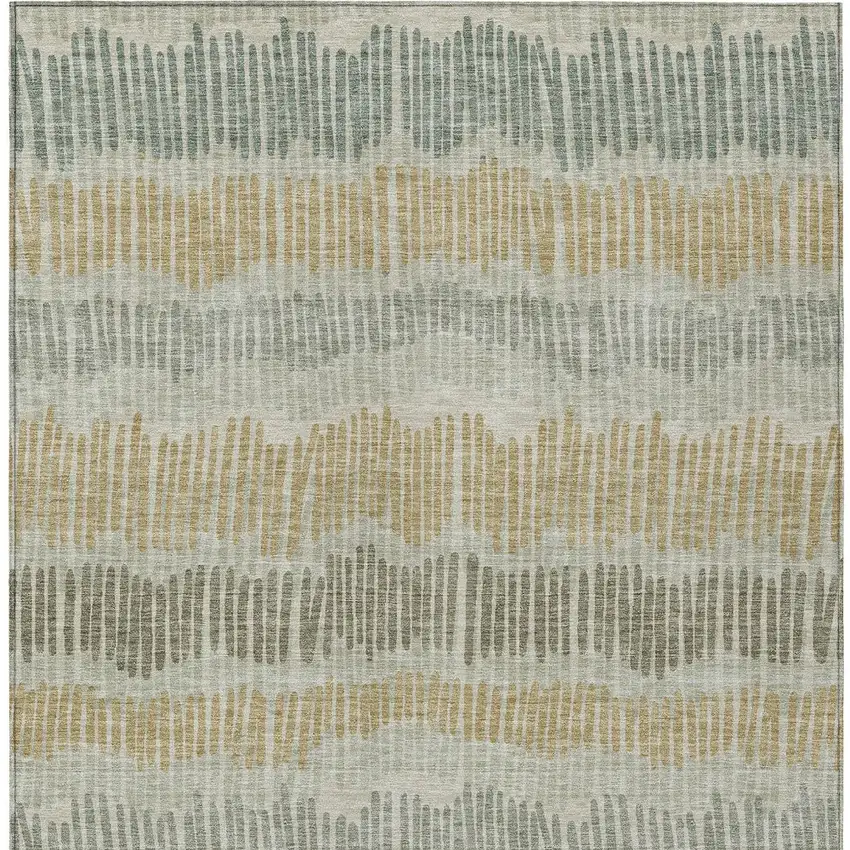 Beige Brown And Gray Striped Washable Indoor Outdoor Area Rug Photo 8